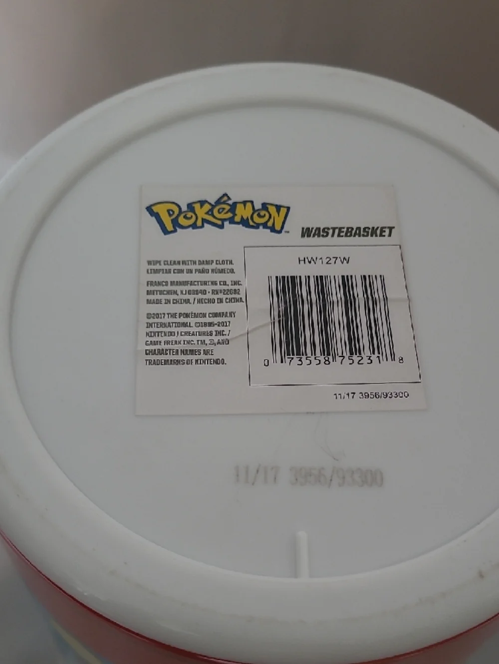 Pokemon Garbage Trash Pail Can Bin Pikachu Charmander Squirtle 2017 Nintendo